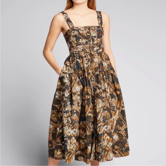 Ulla Johnson Isabela Square-Neck Midi Dress, 4 - Picture 1 of 4